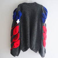 SOFIO GONGLI FLOWER KNIT CARDIGAN DARK GLAY