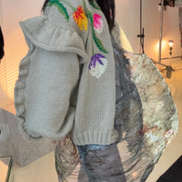 SOFIO GONGLI FLOWER KNIT CARDIGAN