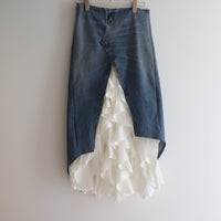 TRANSE PARIS UPCYCLED DENIM RUFFLE SKIRT