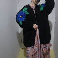 SOFIO GONGLI FLOWER KNIT CARDIGAN "L"