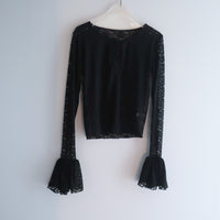ANIGIG BELL SLEEVE LACE HENLEY TOP