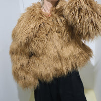 YUHAN WANG ECO FUR PEACOAT “BEIGE”