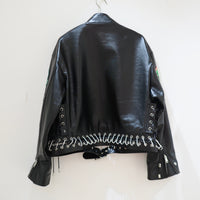 CHOPOVA LOWENA PATCH BLACK LEATHER JACKET