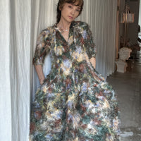 <EXCLUSIVE>JULIA HEUER KNOX PLEATED FURRY DRESS IN AMBER INGRID