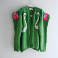SOFIO GONGLI WAVE KNIT CARDIGAN GREEN “B“