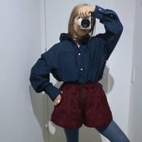 <EXCLUSIVE>MERYLL ROGGE CLASSIC SHIRT WITH HOOD GREEN×BLUE×BLACK CHECK