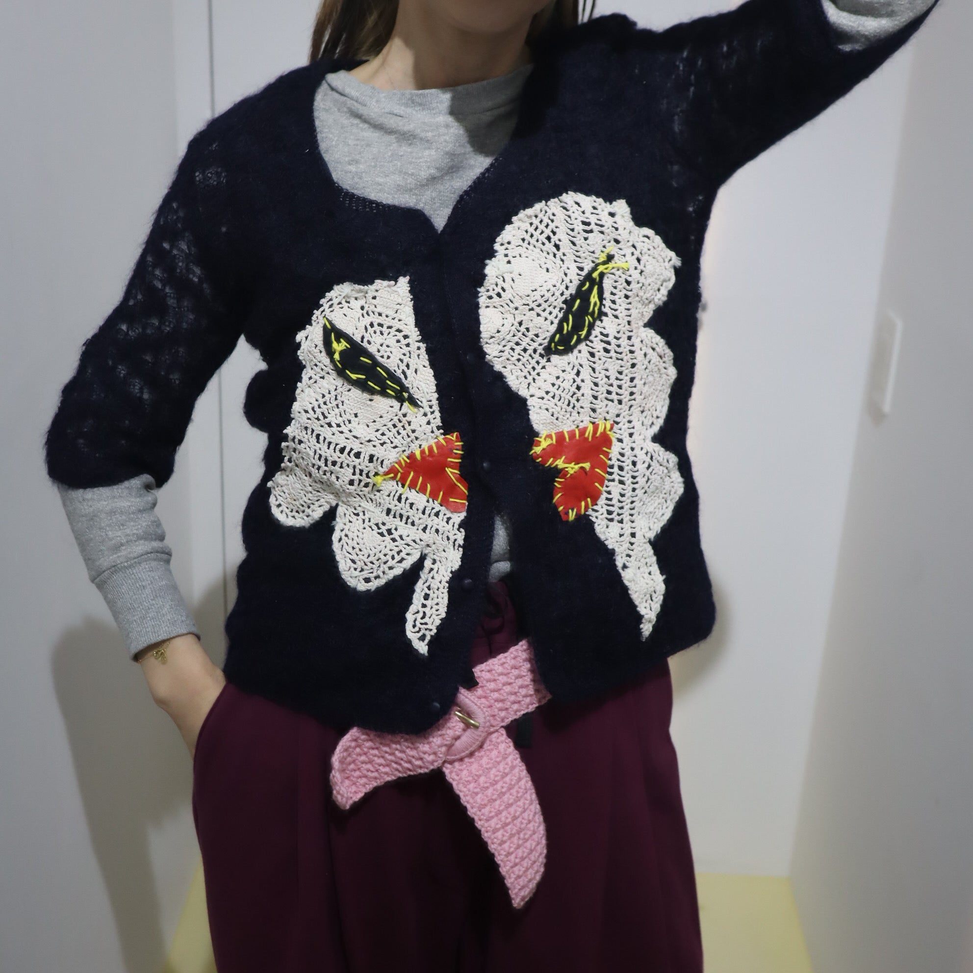 VAVA DUDU EMBROIDERY CARDIGAN NAVY – GIGINA