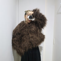 YUHAN WANG ECO FUR PEACOAT “DARK BROWN”