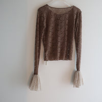 ANIGIG BELL SLEEVE LACE HENLEY TOP