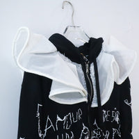 VAVA DUDU EMBROIDERY HOODIE BLACK&WHITE COLLAR