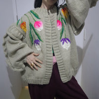 SOFIO GONGLI FLOWER KNIT CARDIGAN