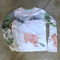 CHOPOVA LOWENA SNOWY PIG FITTED JERSEY TOP