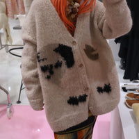 WILD ANIMALS HAND KNITTED CARDIGAN PUG, GOATS