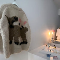 WILD ANIMALS HAND KNITTED CARDIGAN PUG, GOATS