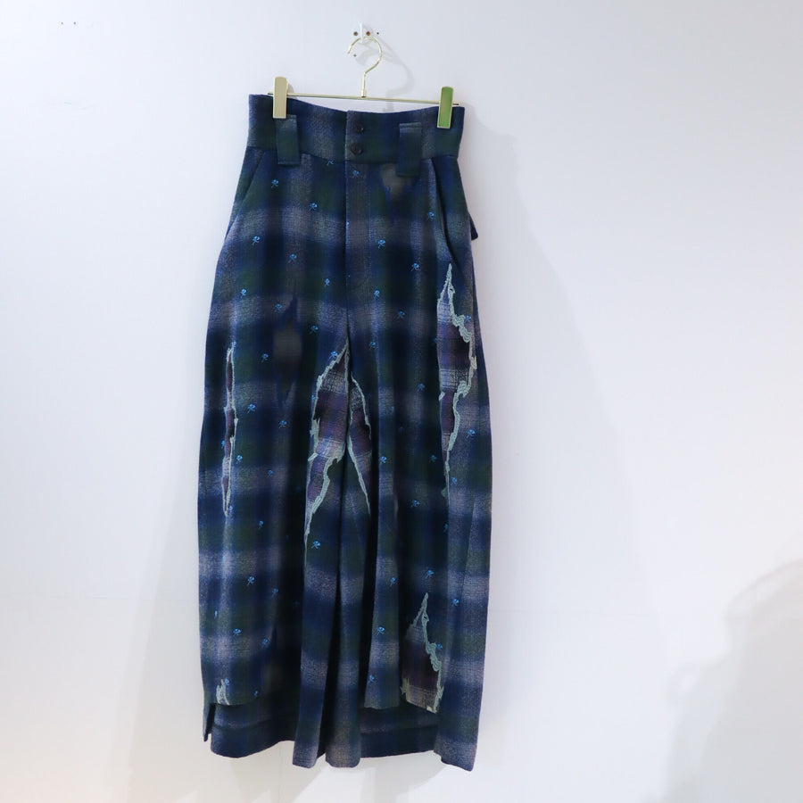 MIKIOSAKABEWALL PAPER WIDE PANTS NAVY CHECK