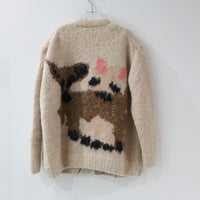 WILD ANIMALS HAND KNITTED CARDIGAN PUG, GOATS