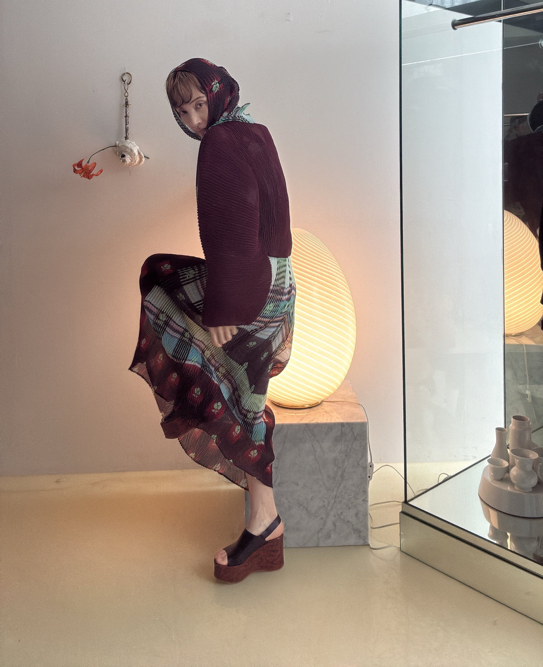 JULIA HEUER  SUE HANDPLEATED KAFTAN IN LIGHT HELGE