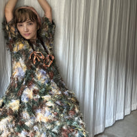 ＜EXCLUSIVE＞JULIA HEUER  KNOX PLEATED FURRY DRESS IN AMBER INGRID