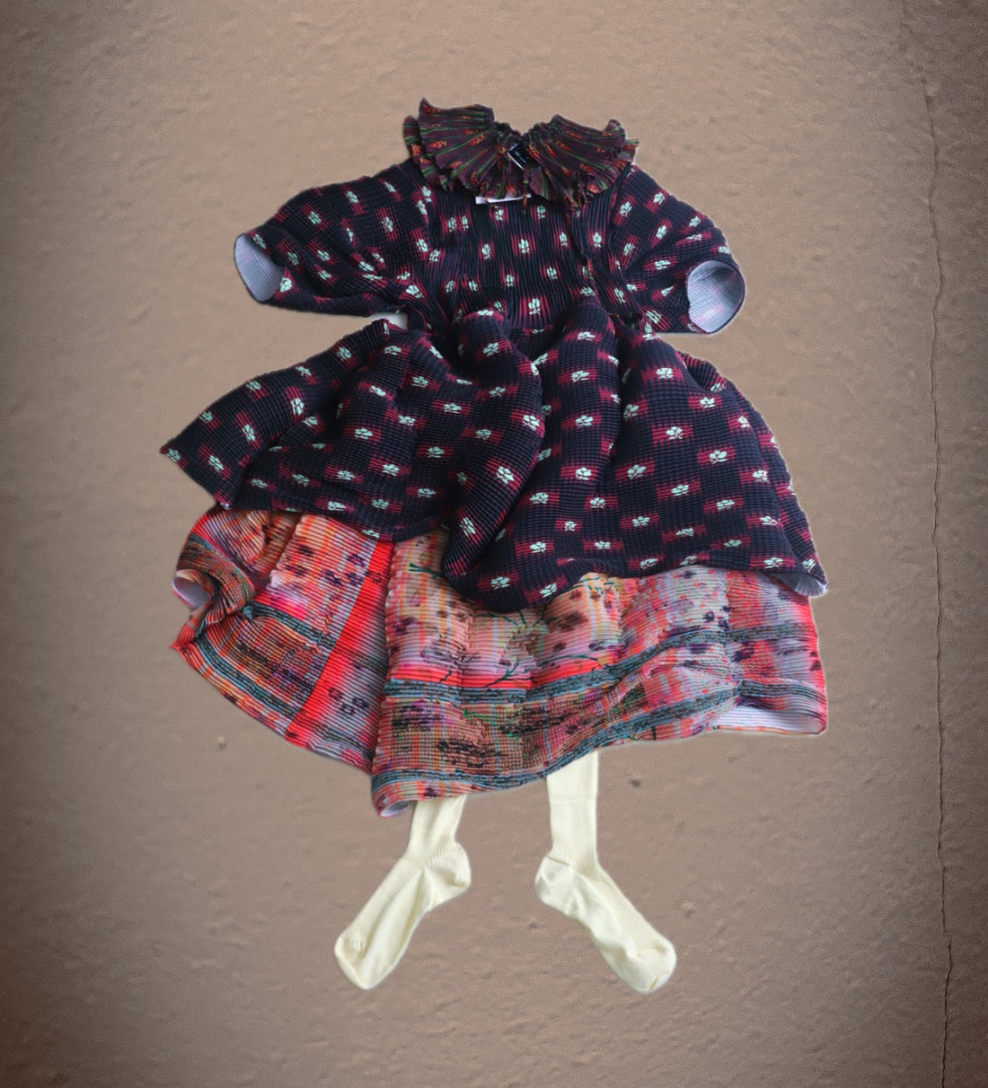 JULIA HEUER  PAX HANDPLEATED DRESS IN RUBY ROMAN