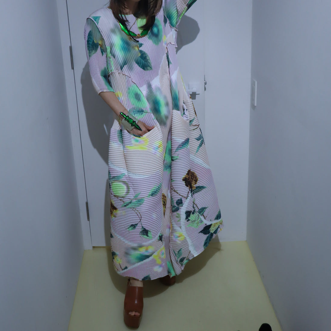 JULIA HEUER  UMA HANDPLEATED DRESS IN EDWARD