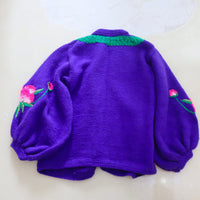SOFIO GONGLI  VOLUME SLEEVE KNIT CARDIGAN PURPLE