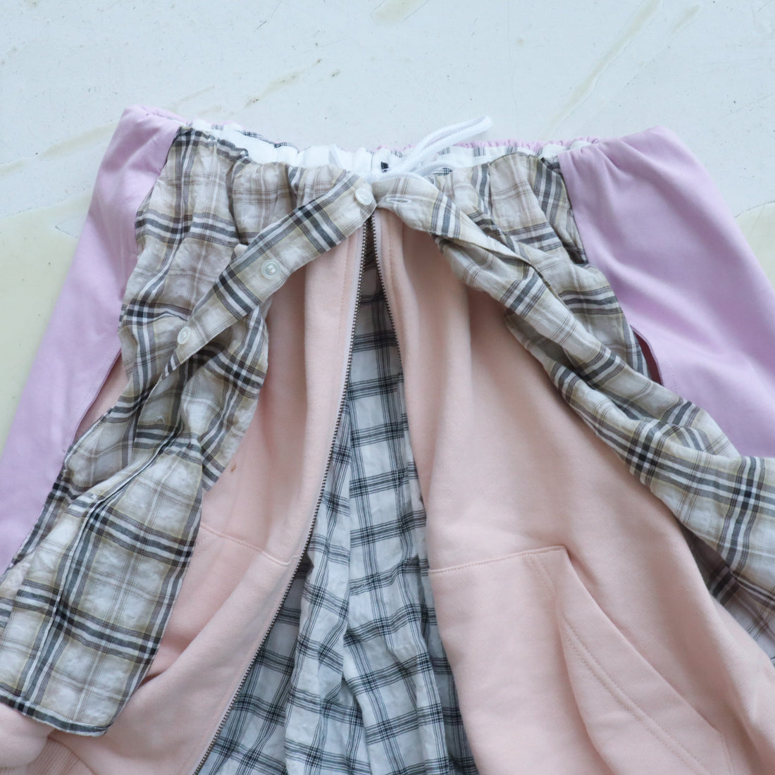 MIKIOSAKEBE  LAYERED PANTS WHITE-BEIGE