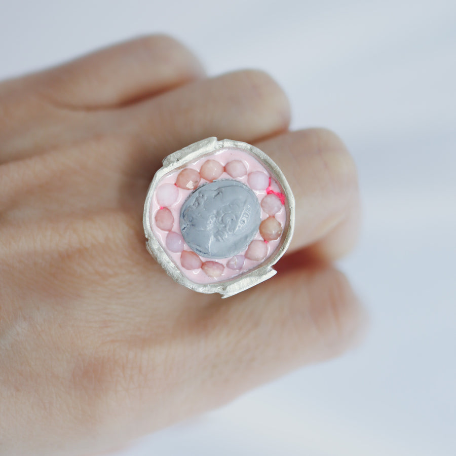 GERALDINE FENNCAMEO AND SILVER RING