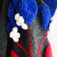 SOFIO GONGLI  FLOWER KNIT CARDIGAN DARK GLAY