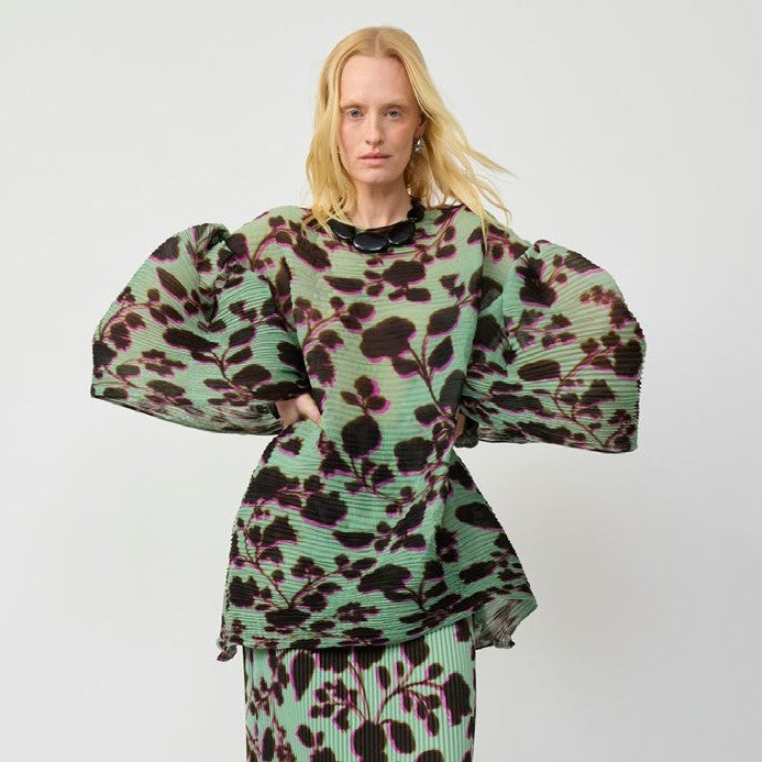 JULIA HEUER  ROBIN HANDPLEATED TOP IN PEPPERMINT INGRID