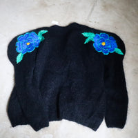 SOFIO GONGLI  FLOWER KNIT CARDIGAN "L"