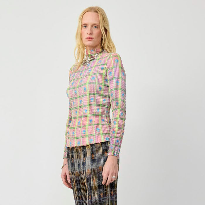 JULIA HEUER  LEE PLEATED TOP IN BLUSH ROMAN
