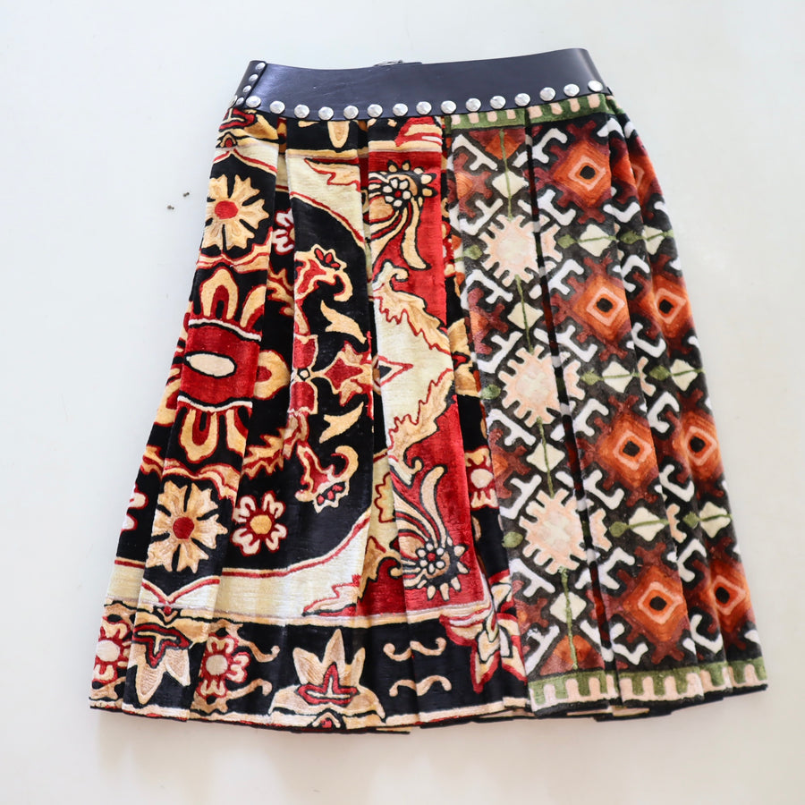 CHOPOVA LOWENAVELVET CAT MIDI CARABINER SKIRT