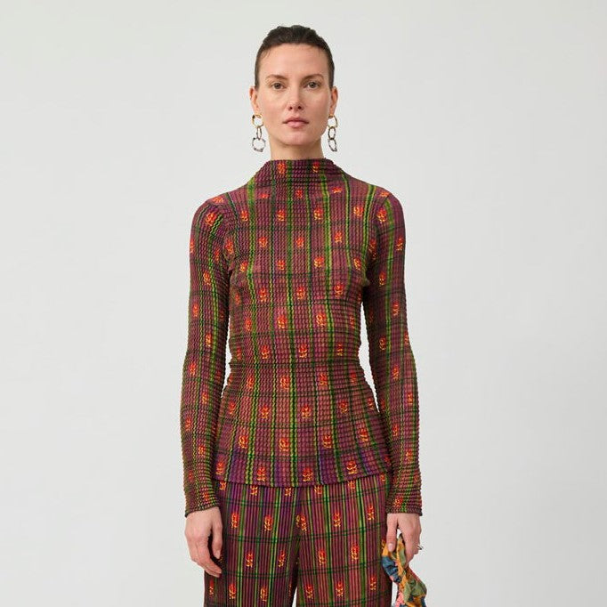 JULIA HEUER  SUSI CROSS PLEATED TOP IN EARTHY ROMAN