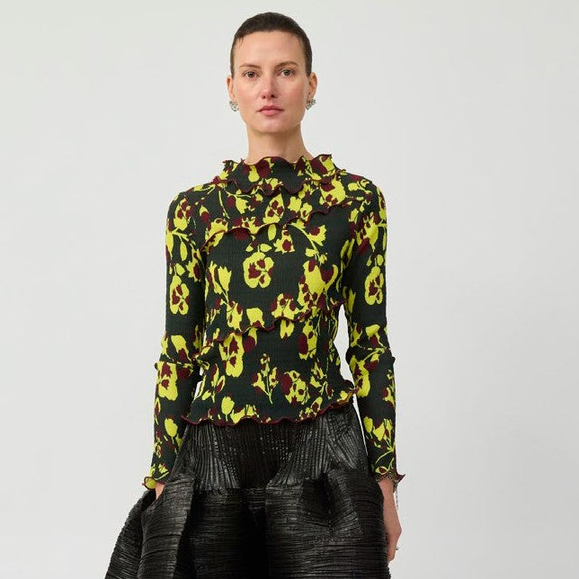 JULIA HEUER  KARL SMOCK PLEATED TOP IN ELECTRIC INGRID