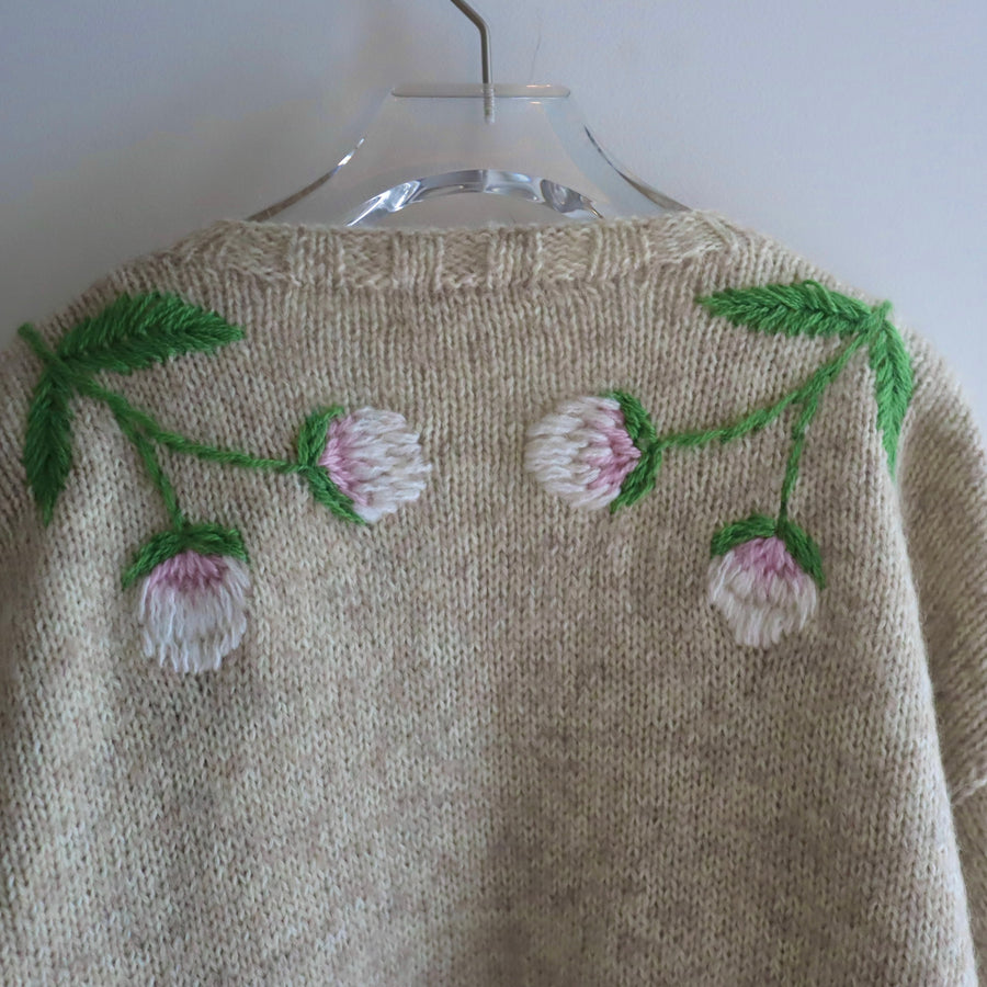 SOFIO GONGLIFRILL SLEEVE KNIT CARDIGAN GREIGE