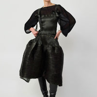 JULIA HEUER  JUNE SMOCK PLEATED TOP IN MOSS METALLIC