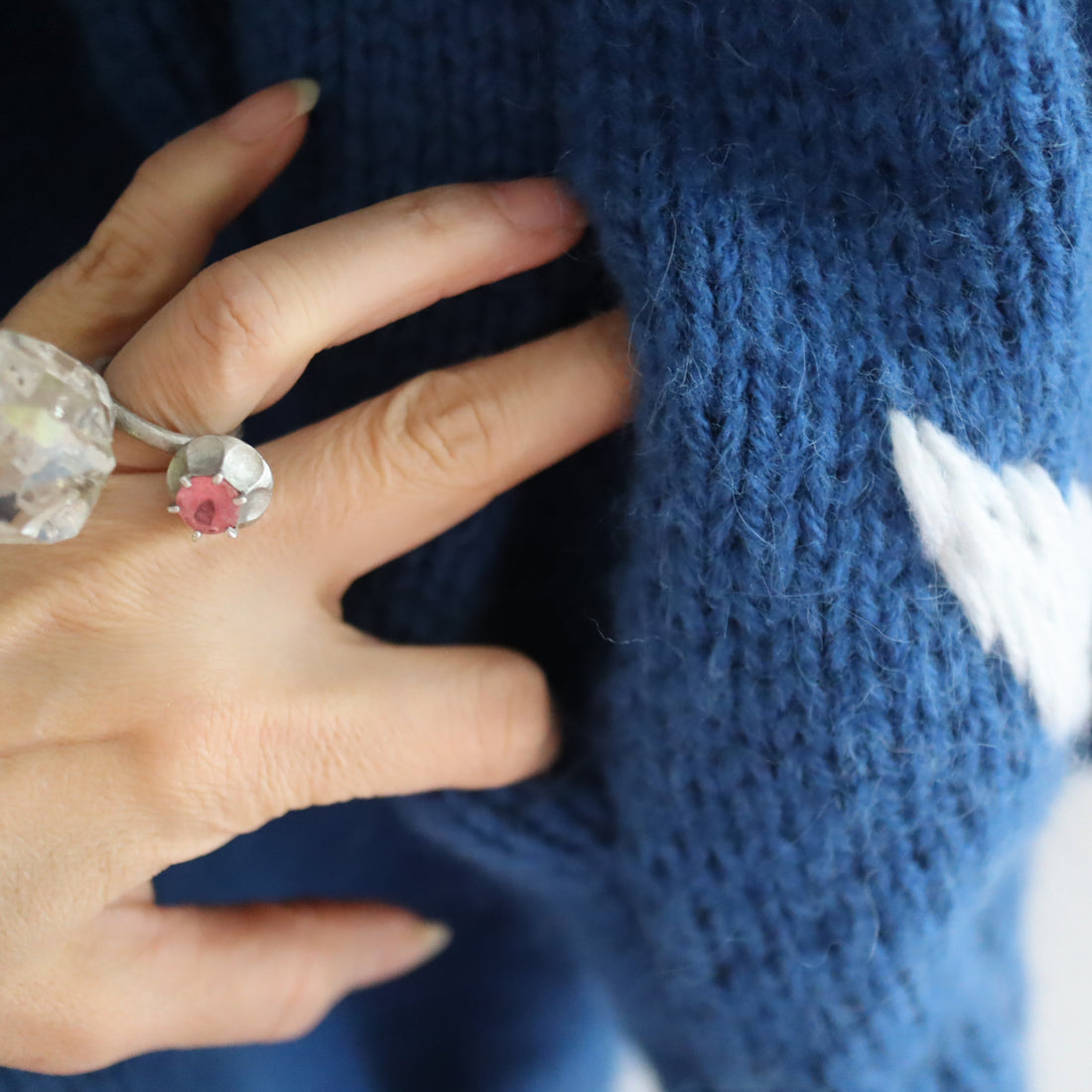 SOFIO GONGLI WAVE KNIT CARDIGAN BLUE