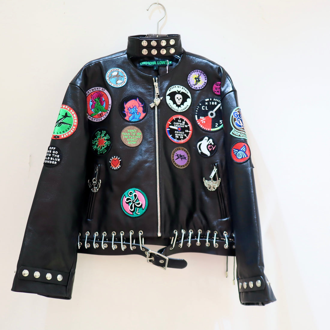 CHOPOVA LOWENA PATCH BLACK LEATHER JACKET – GIGINA