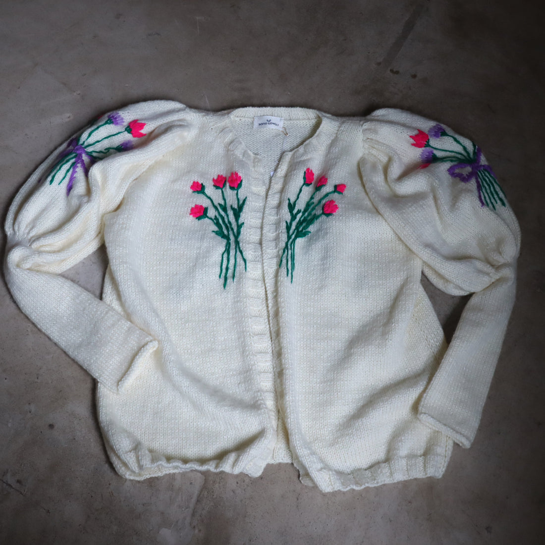 SOFIO GONGLI  FLOWER KNIT CARDIGAN "K"