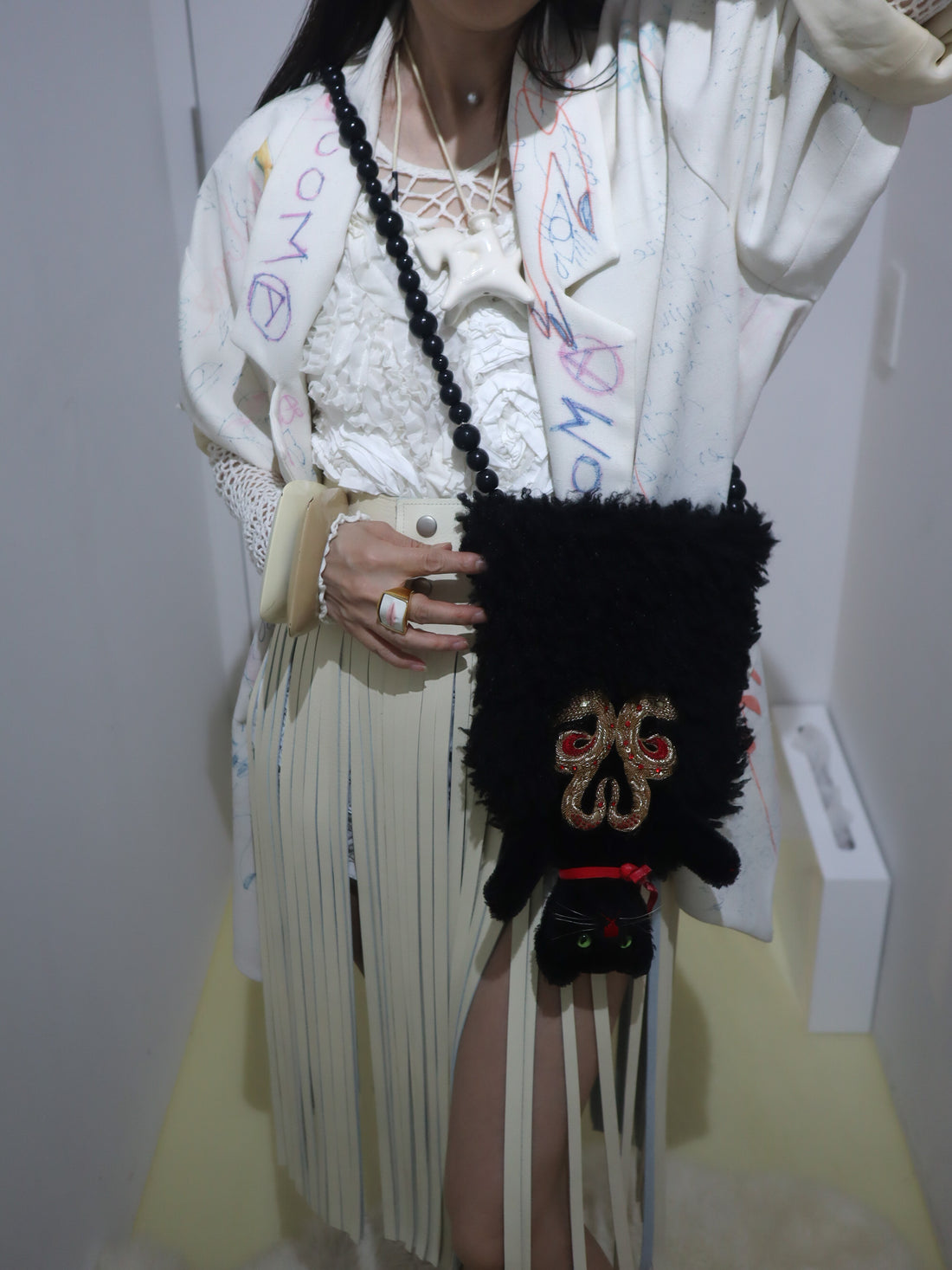 ANIGIG  ANIMAL FLUFFY SHOULDER BAG"BLACK CAT"
