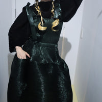 JULIA HEUER  KENZA HANDPLEATED SKIRT IN MOSS METALLIC