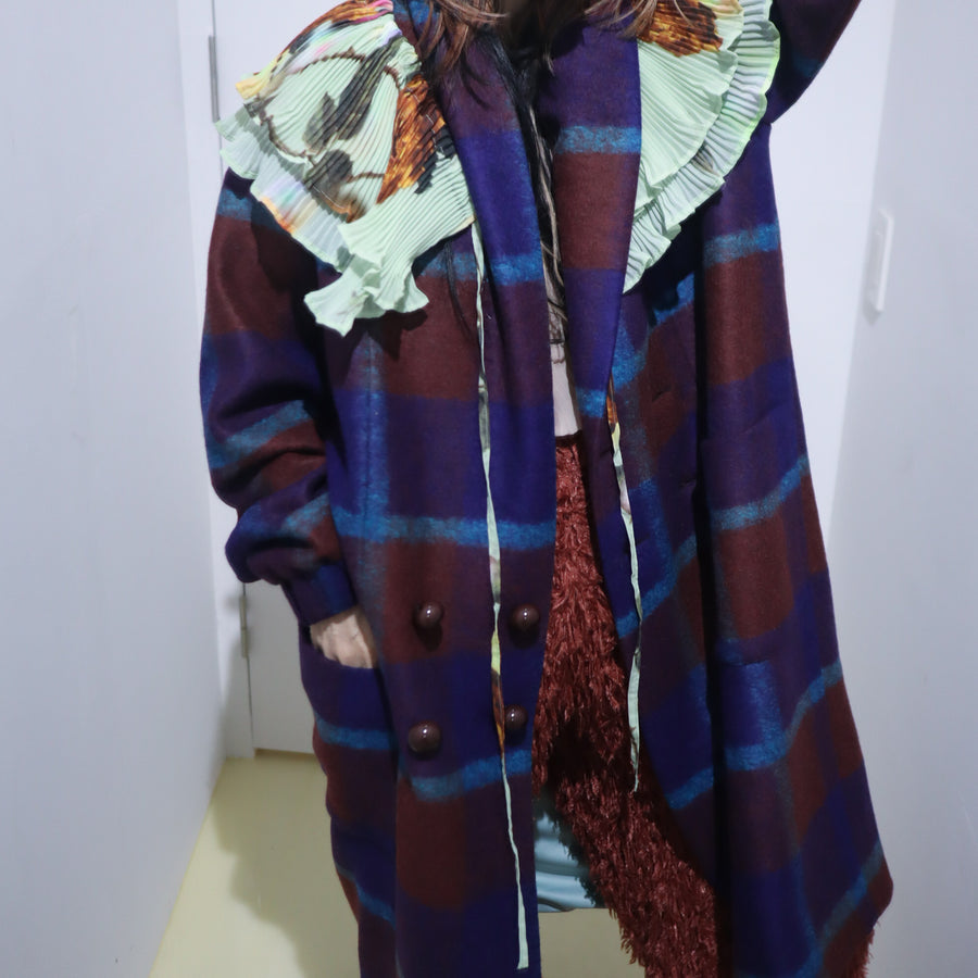 FRANZIUSTOWEL COAT ORANGEBLUE CHECK