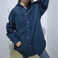 ＜EXCLUSIVE＞MERYLL ROGGE  CLASSIC SHIRT WITH HOOD GREEN×BLUE×BLACK CHECK