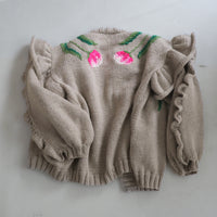 SOFIO GONGLI  FLOWER KNIT CARDIGAN