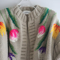 SOFIO GONGLI  FLOWER KNIT CARDIGAN