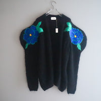 SOFIO GONGLI  FLOWER KNIT CARDIGAN "L"