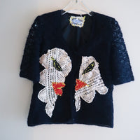 VAVA DUDU  EMBROIDERY CARDIGAN NAVY