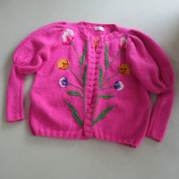 SOFIO GONGLI  FLOWER KNIT CARDIGAN PINK