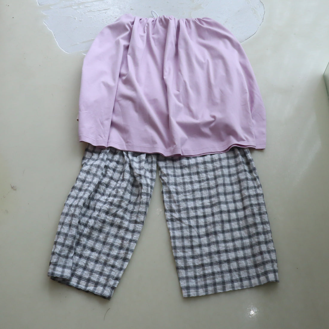 MIKIOSAKEBE  LAYERED PANTS WHITE-BEIGE