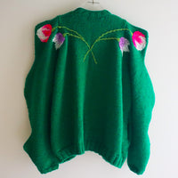 SOFIO GONGLI  SWAN KNIT CARDIGAN GREEN